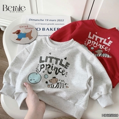Set bộ nỉ dài tay họa tiết in chữ Little kèm quần dài kẻ ngang cho bé trai size 1 đến 7 tuổi BERNIE H0625B20