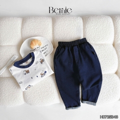 Set bộ thun cho bé trai tay dài áo thun họa tiết in trần xe cẩu kèm quần dài da cá size 9 tới 28kg BERNIE H0725B43