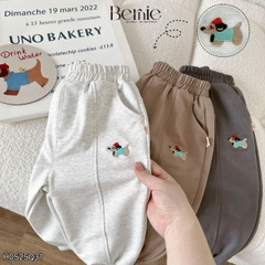  Quần dài quần nỉ da cá họa tiết thêu cún cho bé trai bé gái size 9 tới 25kg BERNIE H0525Q31