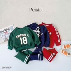 Set bộ dài thể thao unisex họa tiết hình in Double kèm quần dài cho bé trai bé gái size 9 tới 28kg BERNIE T0625B35