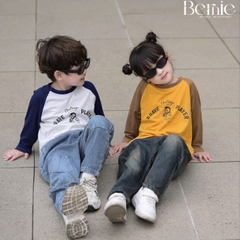 Áo thun áo phông dài tay raplang họa tiết Penguin unisex cho bé trai bé gái đi học đi chơi 9 đến 28kg BERNIE T0725A37