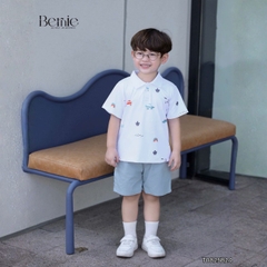 Set bộ polo cho bé trai áo polo tay ngắn họa tiết hình in kèm quần short kaki size 9 tới 28kg BERNIE T0825B24