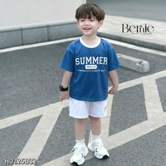 Set đồ thun tay ngắn basic phối màu cho bé trai mùa hè Hello summer size 1 đến 7 tuổi BERNIE H0225B32