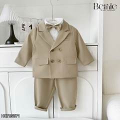 Set bộ vest hoàng gia 6 chi tiết dài tay màu nâu bé trai đi tiệc đi sự kiện size 9 tới 28kg BERNIE H0725B71