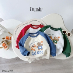 Áo thun Sweater Brit tay dài raplang phối màu họa tiết hoạt hình cho bé trai bé gái 1 đến 7 tuổi BERNIE T0625A07