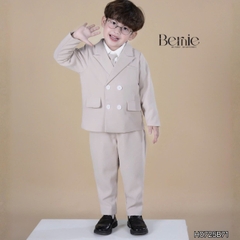 Set bộ vest hoàng gia 6 chi tiết dài tay màu nâu bé trai đi tiệc đi sự kiện size 9 tới 28kg BERNIE H0725B71