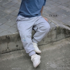 Quần dài quần nỉ da cá gấu bo chun họa tiết thêu chữ Yoo cho bé trai bé gái size 9 tới 25kg BERNIE T0925Q06