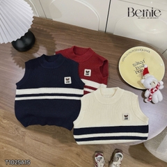 Áo gile len unisex bé trai bé gái 3 màu phối gấu phong cách hàn quốc cho bé trai 1 đến 7 tuổi BERNIE T1025A15