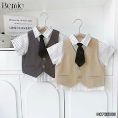  Set vest gi lê cộc tay quần dài Luxe 4 chi tiết cho bé trai phong cách Hàn quốc size 8 tới 25kg BERNIE H0725B85