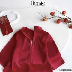 Set áo dài bé trai kèm quần chất lụa vân gỗ họa tiết thêu Hạc xuân mặc Tết size 9 đến 25kg BERNIE H0925B09