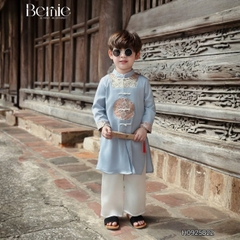 Set bộ áo dài bé trai kèm quần chất lụa phối họa tiết thêu gấm Phúc Lộc mặc Tết size 9 đến 25kg BERNIE H0925B22