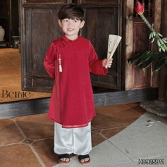 Set áo dài cách tân kèm quần cho bé trai chất lụa vân Thiên tử mặc Tết size 9 đến 25kg BERNIE H0925B11