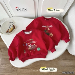 Áo Noel màu đỏ áo thun Giáng sinh cho bé trai bé gái tay dài chất nỉ 2 da size 1 đến 7 tuổi BERNIE H1025A43