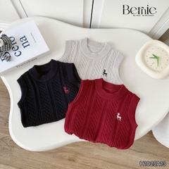 Áo gile len dệt unisex bé trai bé gái phối hình thêu Tuần lộc phong cách hàn quốc 1 đến 7 tuổi BERNIE H1025A13