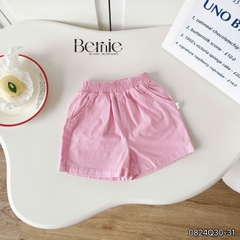 Quần sooc đùi linen kaki mềm bé trai bé gái unisex màu trắng nâu be BERNIE phong cách hàn quốc 7kg đến 30kg