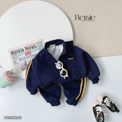 Set áo khoác thể thao khóa kéo cổ đứng kèm quần bo chun cho bé trai bé gái phong cách basic cao cấp size 1 đến 7 tuổi BERNIE H0925B36