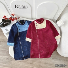 Set áo dài cách tân kèm quần cho bé trai gấm vân mây Minh quân mặc Tết size 11 đến 28kg BERNIE H0925B34