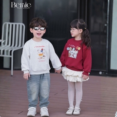 Áo thun áo nỉ lót lông tay dài họa tiết nghộ nghĩnh nhiều màu cho bé trai bé gái size 11 tới 28kg BERNIE H1025A49