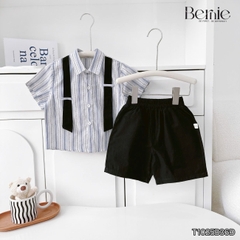Set sơ mi sọc dây đai Urban bé trai phong cách công tử quần short BERNIE T1025B36Đ