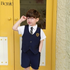 Set vest gile đồng phục đôi học sinh phong cách hàn quốc cho bé trai bé gái kèm cà vạt size 9 tới 28kg BERNIE H1125B25