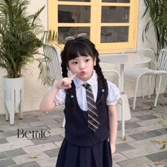 Set vest gile đồng phục đôi học sinh phong cách hàn quốc cho bé trai bé gái kèm cà vạt size 9 tới 28kg BERNIE H1125B25