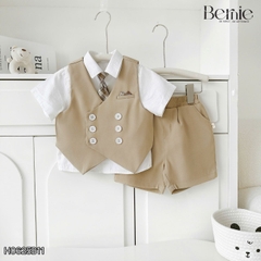 Set vest gile HOÀNG TỬ cúc trắng 5CT cho bé trai thôi nôi sinh nhật đi tiệc 1 đến 7 tuổi BERNIE H0625B11