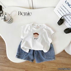 Set bộ tanktop Brown Boys cho bé trai áo thun tanktop họa tiết hình in cute kèm quần short jean 9kg đến 28kg BERNIE H1025B62Đ