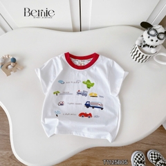  Set bộ tay ngắn cho bé trai áo thun họa tiết Trafic sắc màu phối quần short size 9kg tới 28kg BERNIE T1125B05