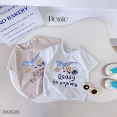 Set bộ thun cotton áo tay ngắn họa tiết khủng long Ready kèm quần short cho bé trai 1 đến 7 tuổi BERNIE H1025B55