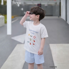  Set bộ cho bé trai áo thun tay ngắn họa tiết Happy Beach kèm quần short size 9 tới 25kg BERNIE T1225B17Đ