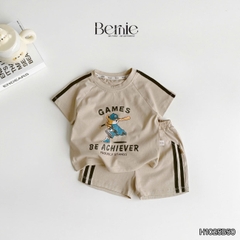 Set bộ cộc phong cách thể thao áo cotton họa tiết Home run kèm quần short cho bé trai size 9 tới 28kg BERNIE H1025B50