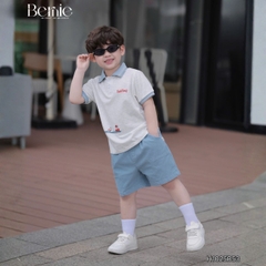 Set bộ polo đi biển cho bé trai áo thun polo tay ngắn và quần short jean size 9 tới 28kg BERNIE H1025B53