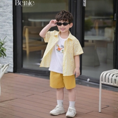 Set sơ mi 3CT Little Surfer cho bé trai áo sơ mi áo ba lỗ và quần short cho bé trai size 11 tới 28kg BERNIE H1225B30