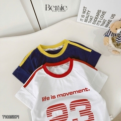 Set bộ bé trai tay ngắn phong cách thể thao họa tiết in chữ và số 23 kèm quần short size 9 tới 28kg BERNIE T1025B71