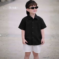 Áo sơ mi tay ngắn Basic nhiều màu unisex cho bé trai bé gái size 9kg tới 25kg BERNIE H1125A49Đ