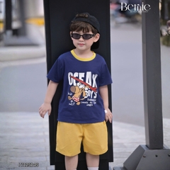 Set bộ tay ngắn đi chơi đi biển cho bé trai Ocean boy áo thun và quần short kaki size 9 tới 28kg BERNIE H1125B45