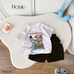 Set bộ tay ngắn đi chơi đi biển cho bé trai áo loang Houd và quần short kaki size 9 tới 28kg BERNIE T1125B15