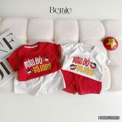 Set bộ cộc tay cho bé trai áo thun họa tiết người Việt nam kèm quần short size 9kg đến 28kg BERNIE H0226B22Đ 