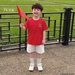 Áo thun áo Cờ đỏ sao vàng Việt Nam chất cotton tay ngắn unisex cho bé trai bé gái size 9 tới 28kg BERNIE H0226A24Đ
