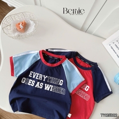 Set bộ thể thao cộc tay raplang phối màu họa tiết Everything và quần short bé trai size 9 tới 25kg BERNIE H1125B42