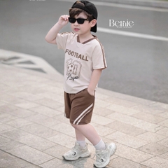 Set bộ thể thao Football cho bé trai áo tay ngắn họa tiết in chữ và số 10 kèm quần short size 9 tới 28kg BERNIE H1125B36