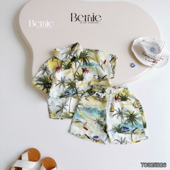 Set sơ mi đũi đi biển unisex cho bé trai bé gái họa tiết summer size 9 tới 25kg BERNIE T0325B26