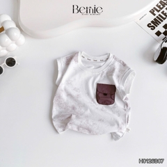 Set bộ tanktop áo thun họa tiết loang phối túi năng động kèm quần short gió mềm cho bé trai size 9 đến 28kg BERNIE H0126B07