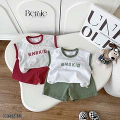 Set bộ cotton áo thun tanktop BNE KID kèm quần short cho bé trai đi chơi đi học size 9 đến 28kg BERNIE H0326B33