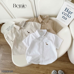 Áo sơ mi tay ngắn cho bé trai thêu khủng long phong cách hàn quốc size 9 tới 27kg BERNIE H0226A05
