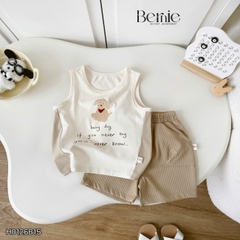 Set đồ ba lỗ bé trai Cún nhỏ tinh nghịch phong cách hàn quốc kèm quần size 9 tới 25kg BERNIE H0126B15