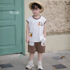 Set bộ tanktop cho bé trai họa tiết Brownie phong cách hàn quốc kèm quần short size 9 tới 28kg BERNIE T0326B46