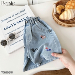  Quần short quần jean thêu Cún dễ thương cho bé trai đi chơi đi học size 11kg tới 28kg BERNIE KIDS T0326Q15