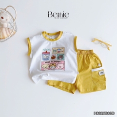 Set bộ bé trai áo tanktop sắc màu phong cách hàn quốc kèm quần short size 1 tới 7 tuổi BERNIE H0326B03Đ