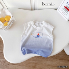 Set bộ áo tanktop Sailor loang xanh kèm quần short cho bé trai đi chơi đi biển size 1 tới 7 tuổi BERNIE H0126B16